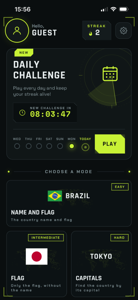 MapFindr application home screen
